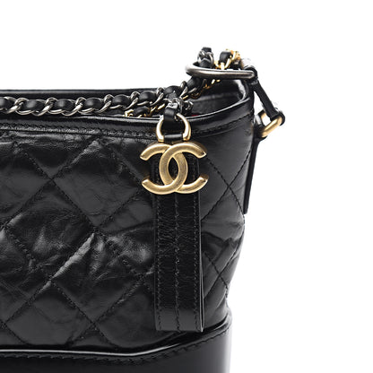Chanel Aged Calfskin Quilted Small Gabrielle Hobo Black 9 of 10