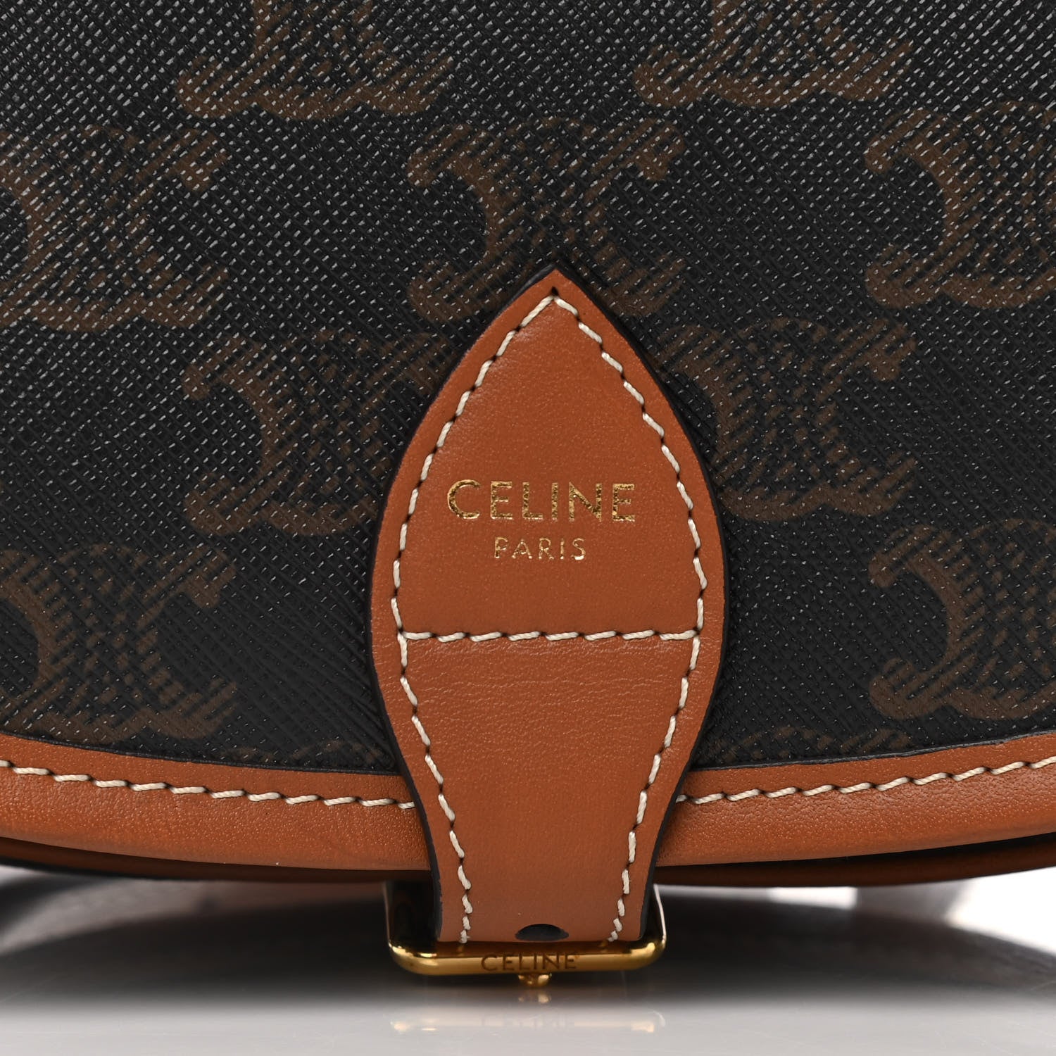 Celine Triomphe Canvas Medium Folco Bag Tan 8 of 12
