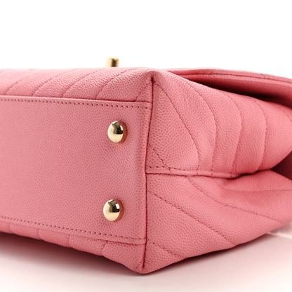 Chanel Caviar Chevron Quilted Mini Coco Handle Flap Pink 10 of 10