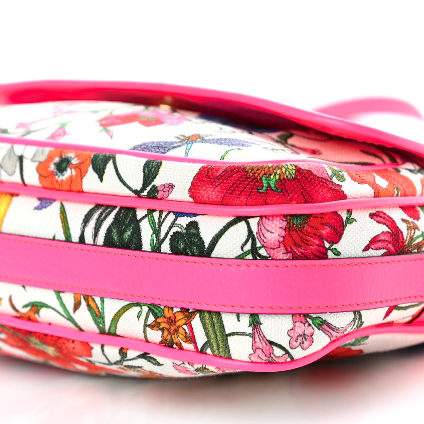 Canvas Flora Floral Shoulder Bag White Fuchsia Fluo