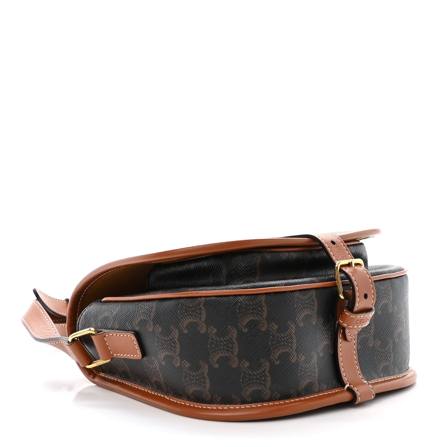 Celine Triomphe Canvas Medium Folco Bag Tan 4 of 9