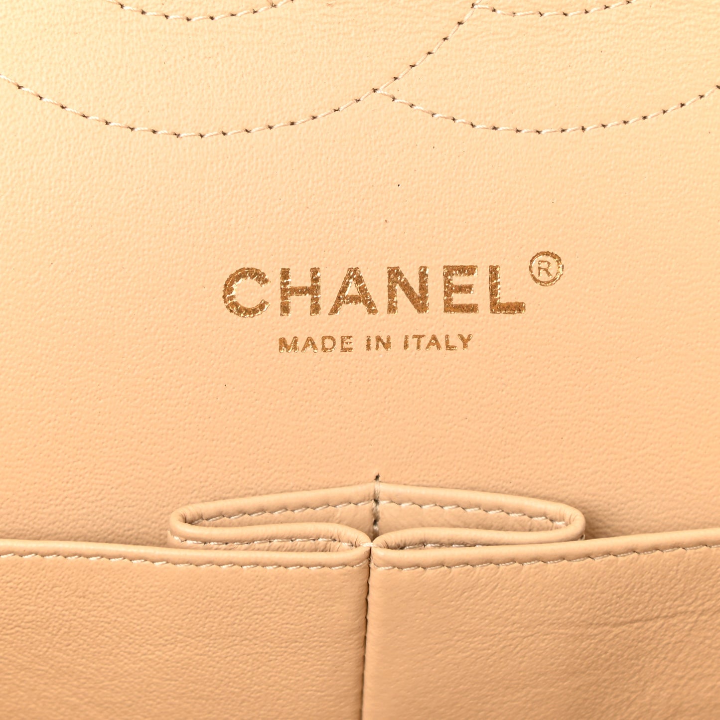 Lambskin Quilted Jumbo Double Flap Beige