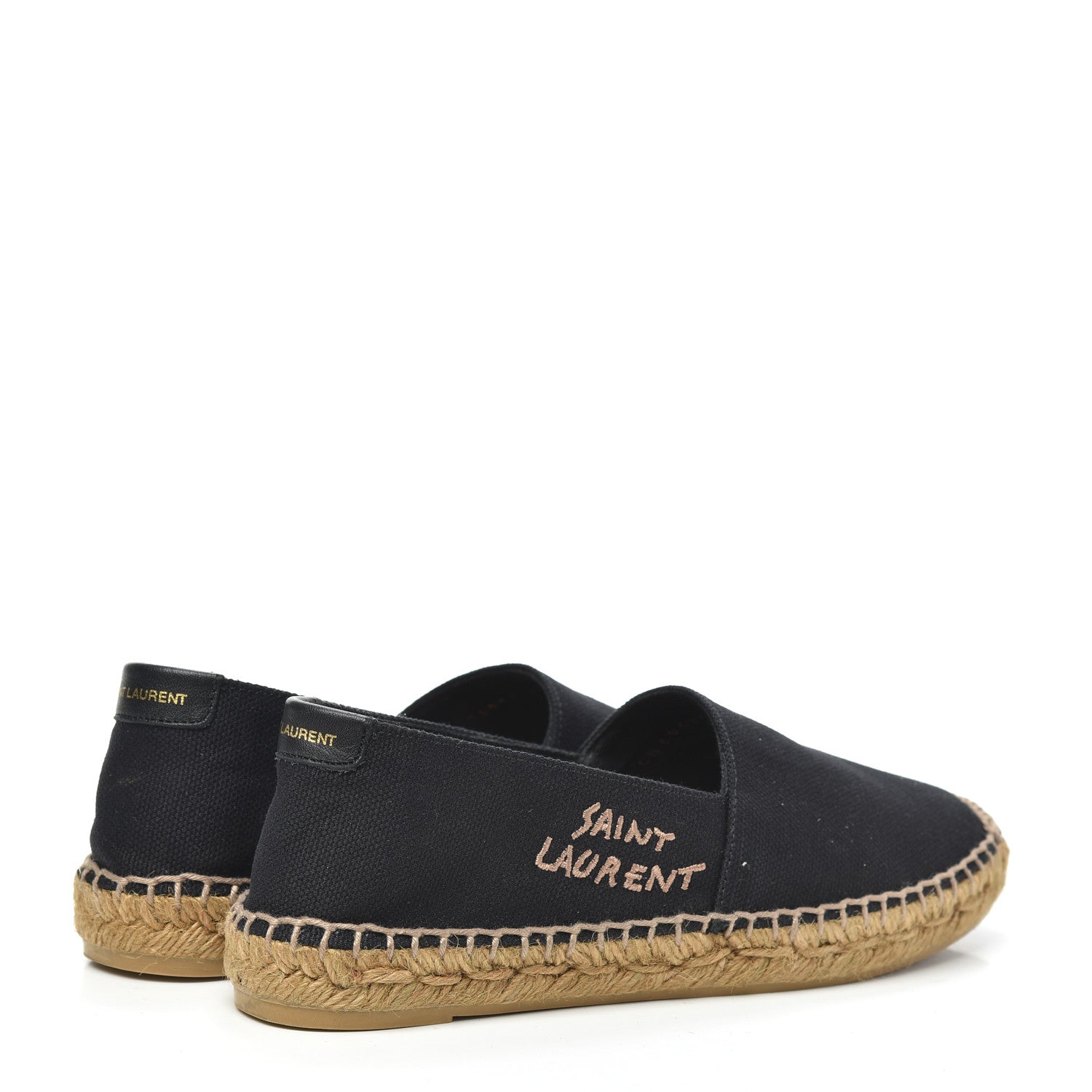 Saint Laurent Canvas Nappa Elba Light Logo Embroidered Espadrilles 37.5 Black 4 of 7