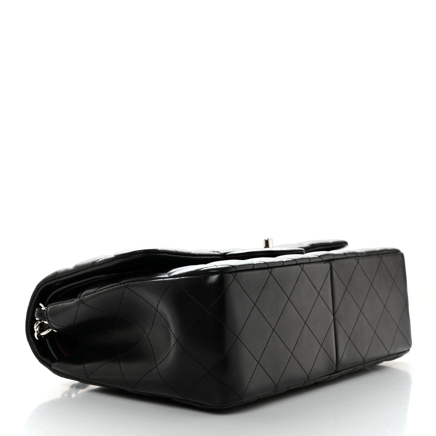 Lambskin Quilted Jumbo Double Flap Black