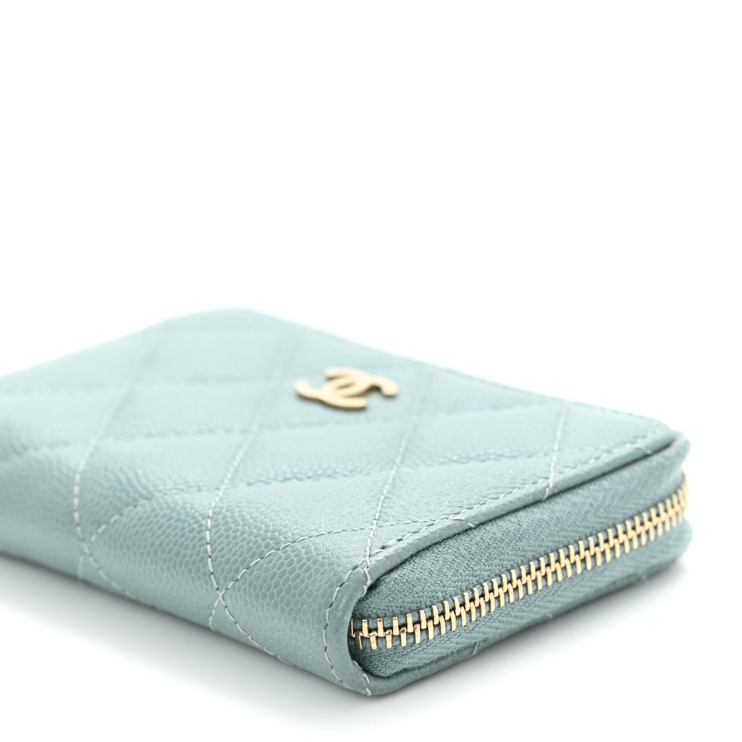 Caviar Quilted Zip Coin Purse Blue