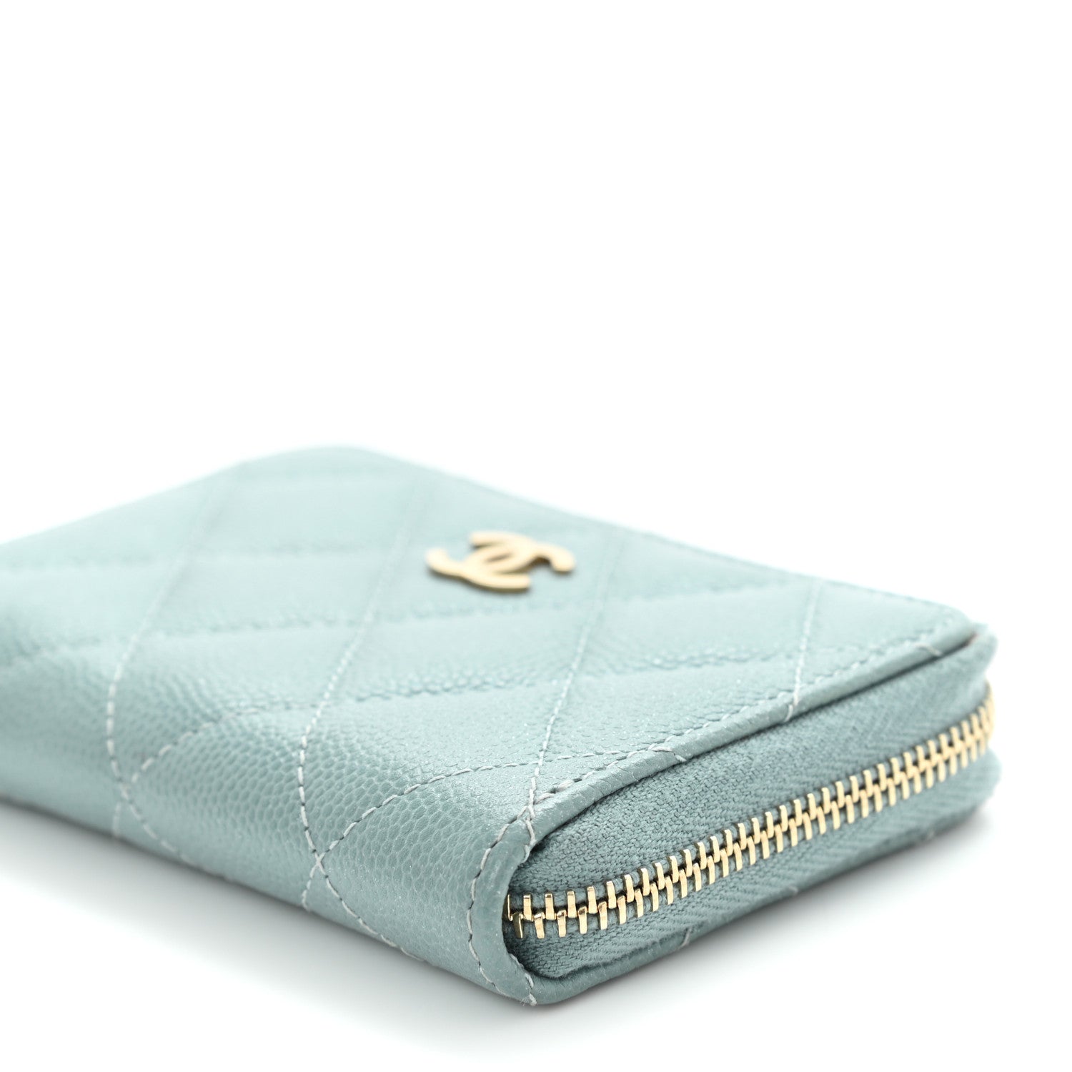 Chanel Caviar Quilted Zip Coin Purse Blue 9 of 10