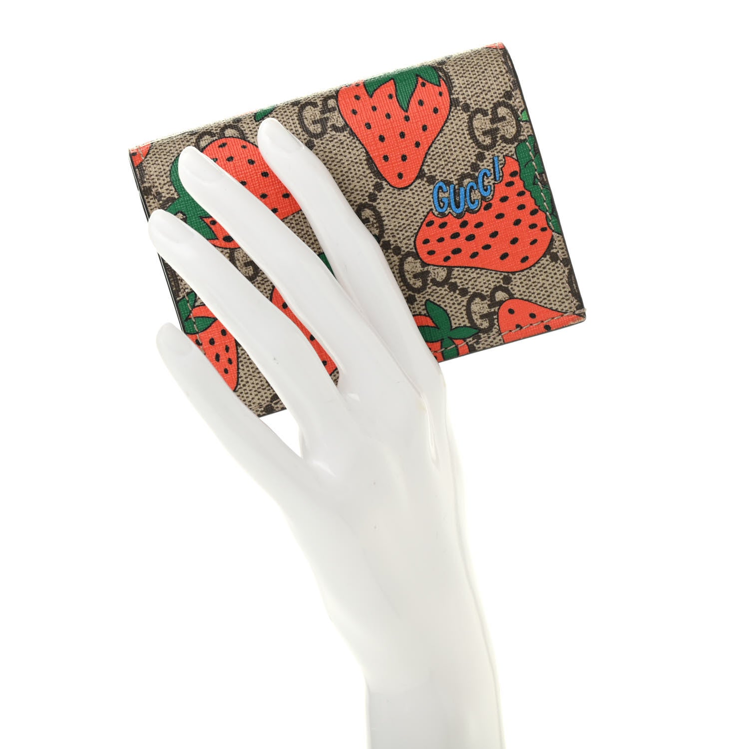 Gucci GG Supreme Monogram Strawberry Card Case 2 of 7