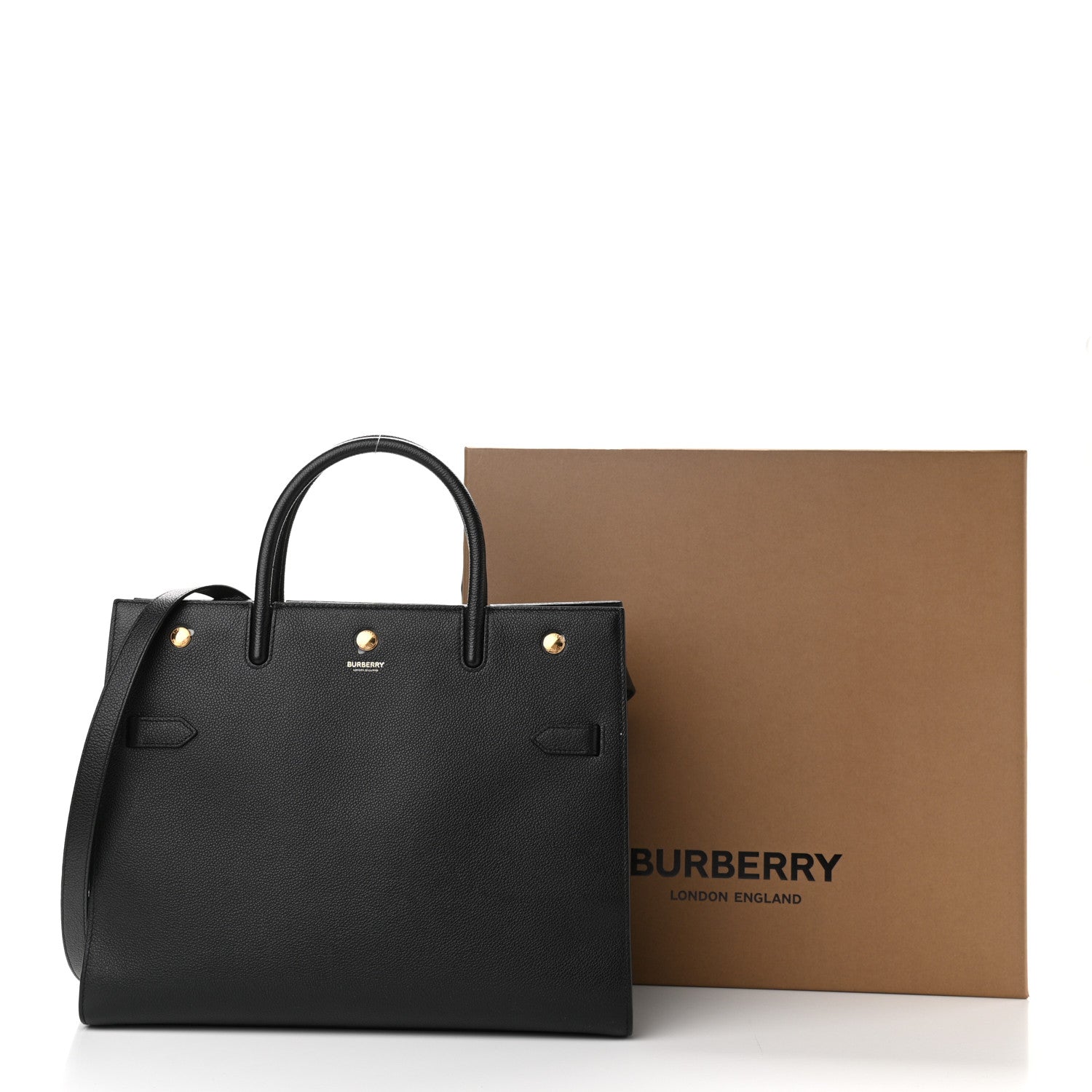 Burberry Grainy Calfskin Medium Title Bag Black 10 of 10
