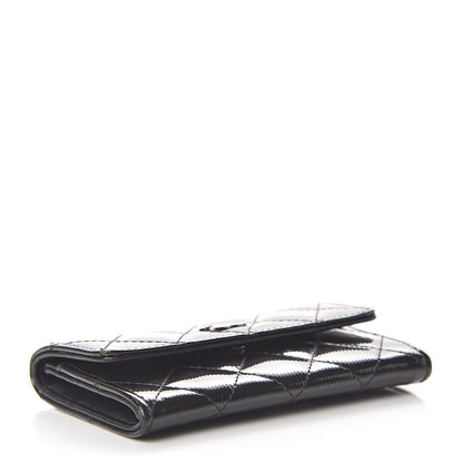 Chanel Striated Patent Quilted Card Holder Grey 4 of 8