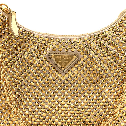 Prada Satin Crystal Re-Edition 2005 Shoulder Bag Platino 7 of 10