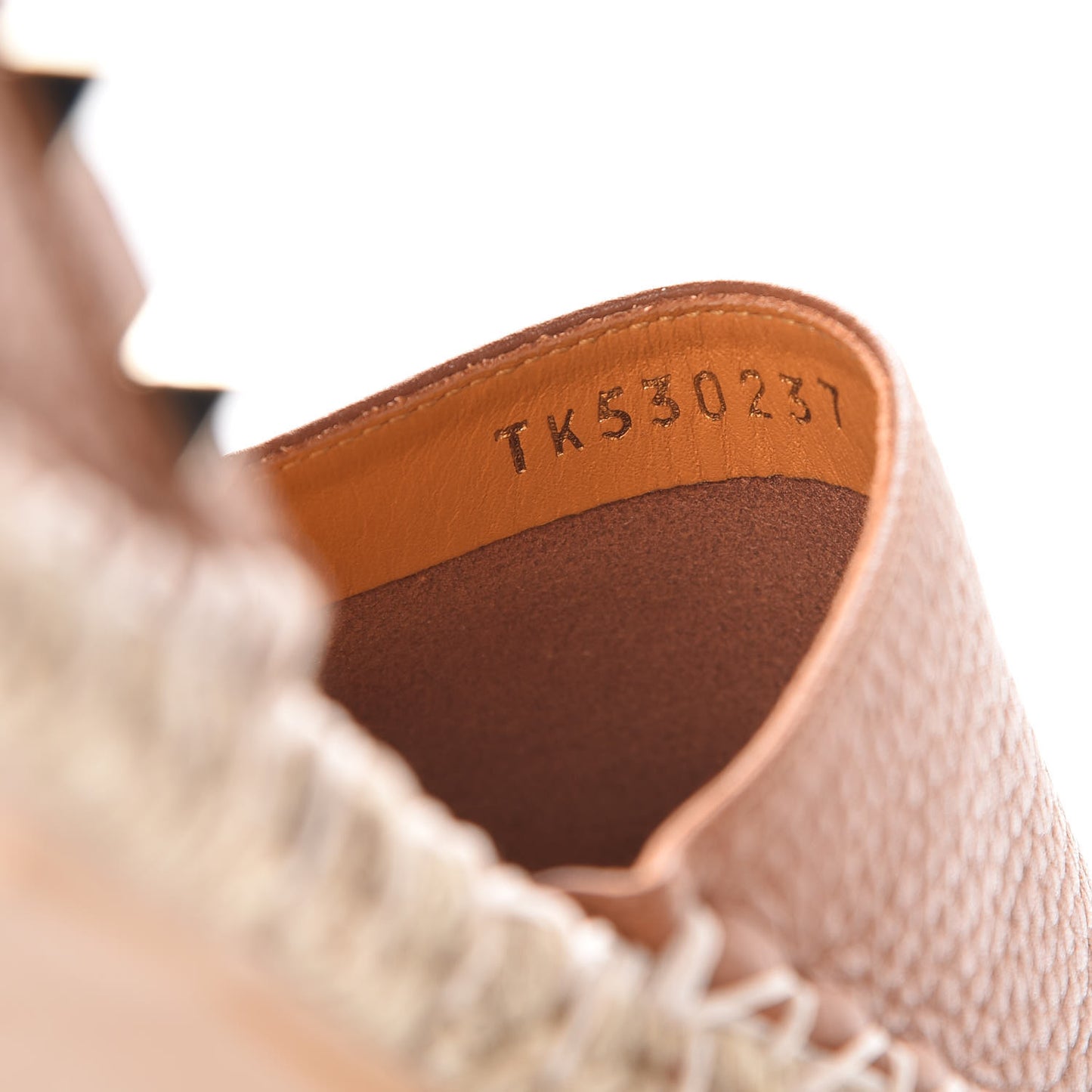 Grained Calfskin Rockstud Ankle Wrap Espadrille Flats 37 Cognac