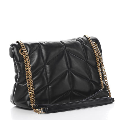 Saint Laurent Lambskin Quilted Small Loulou Puffer Monogram Chain Satchel Black 2 of 10