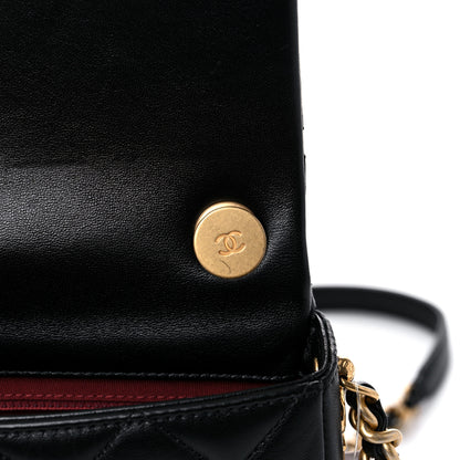Chanel Lambskin Quilted Small Side Note Flap Black 10 of 14