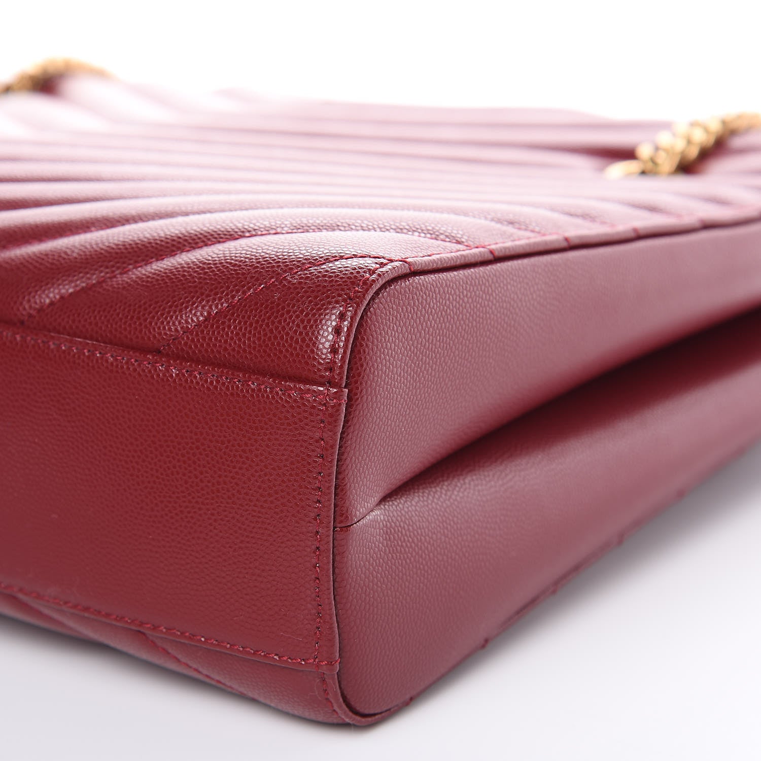 Saint Laurent Grain de Poudre Matelasse Chevron Medium Tribeca Shopping Bag Garnet 12 of 12