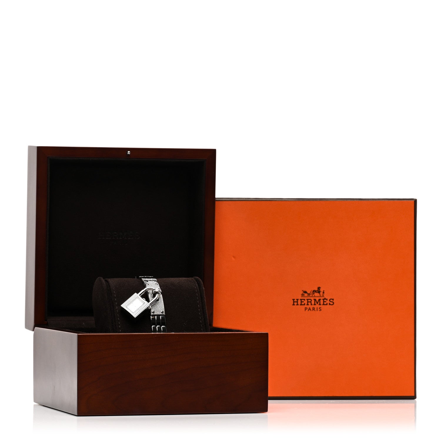 Hermes Stainless Steel Diamond Pave 16mm Kelly Quartz Watch 5 of 5