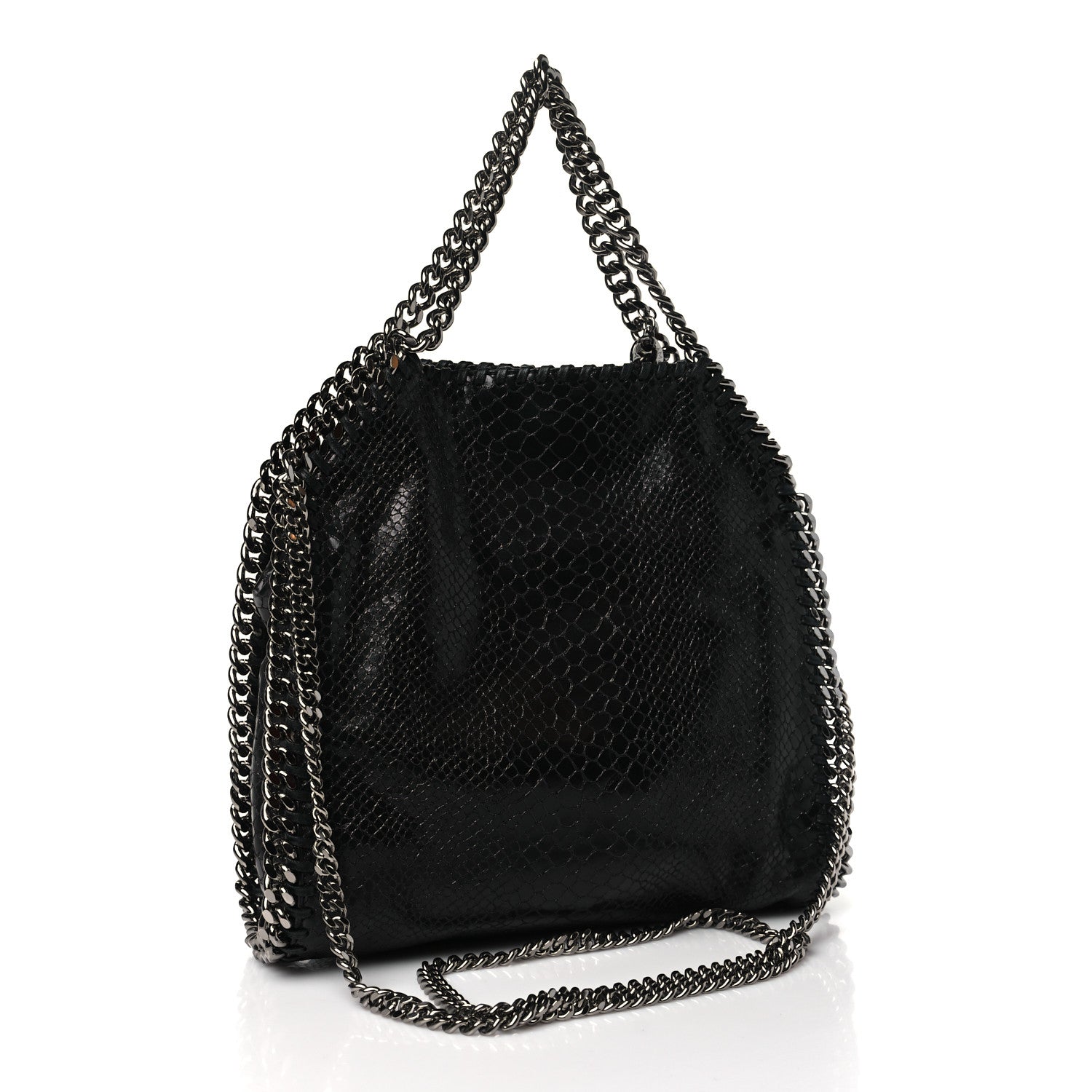 Stella McCartney Faux Snakeskin Small Falabella Fold Over Tote Black 3 of 10