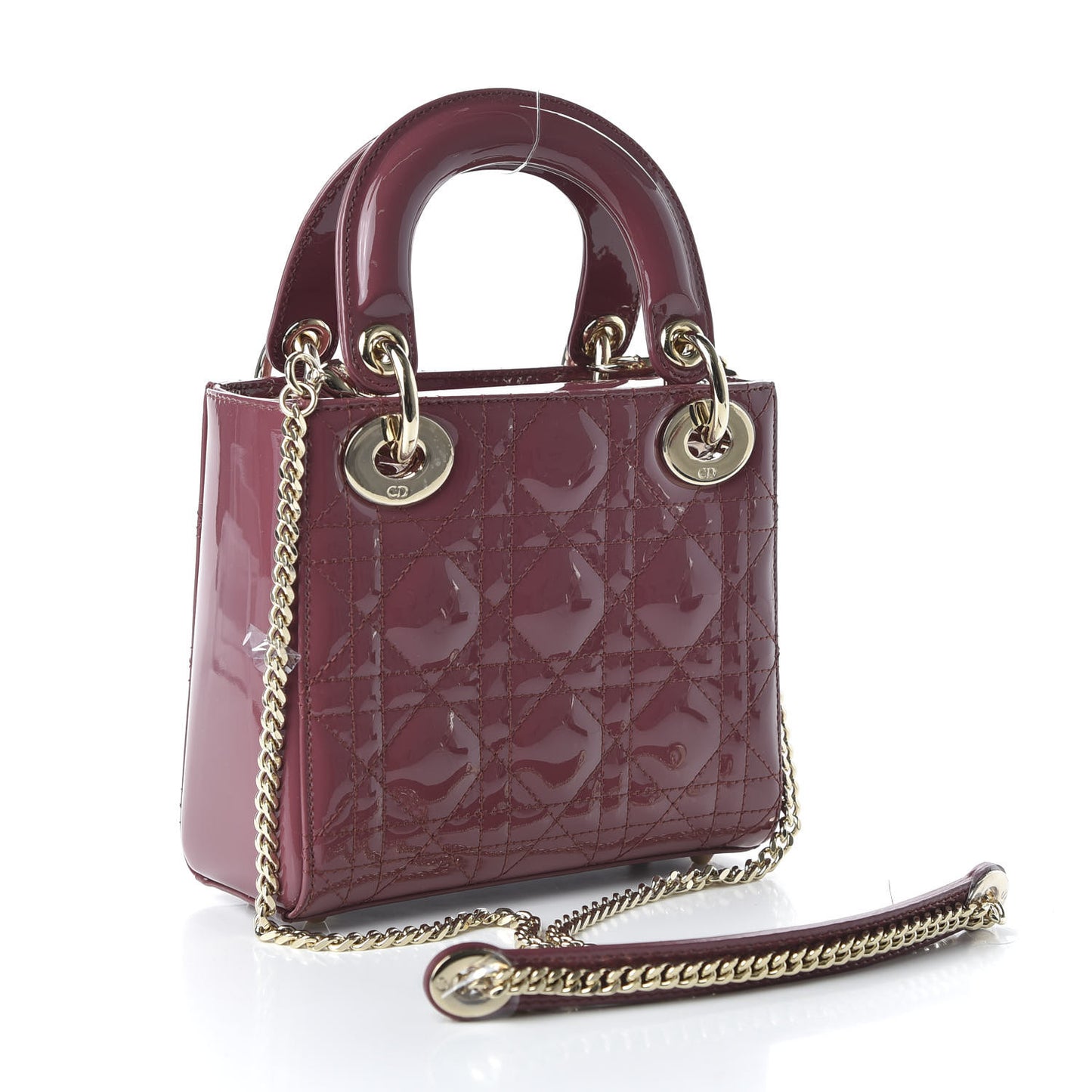 Patent Cannage Mini Lady Dior Dark Pink