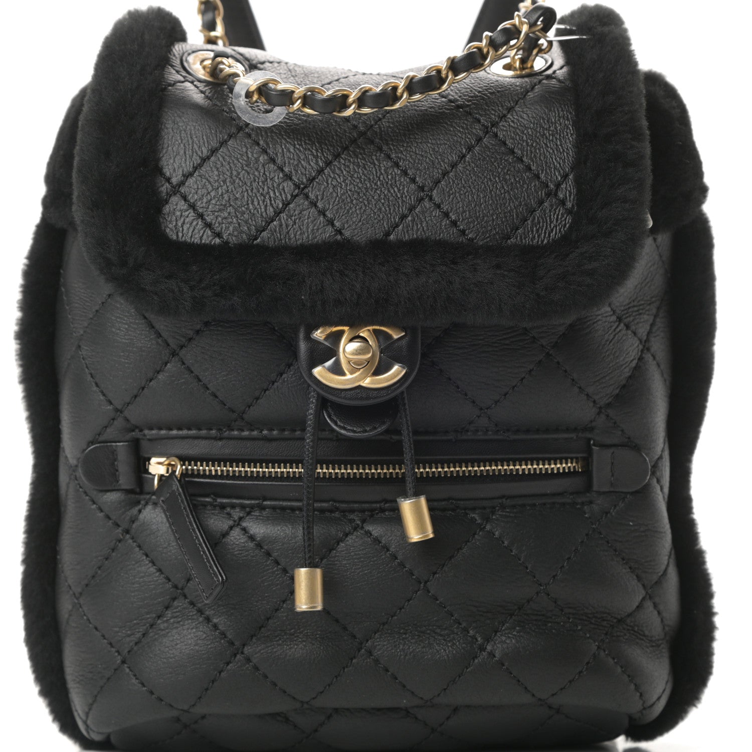Chanel Lambskin Shearling Quilted CC Backpack Black 8 of 10