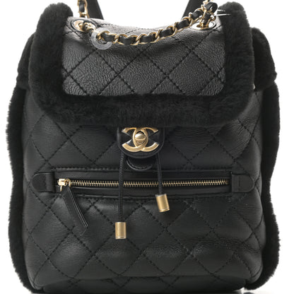 Chanel Lambskin Shearling Quilted CC Backpack Black 8 of 10