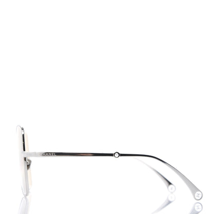 Chanel Metal Butterfly Removable Pearl Chain Sunglasses 4262 Silver Brown 3 of 10