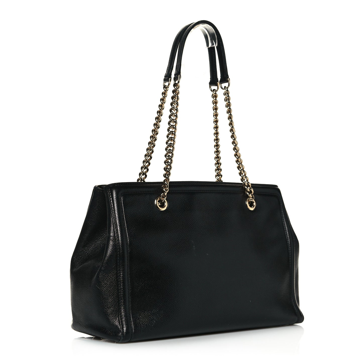 Hammered Calfskin Vara Bow Chain Tote Black