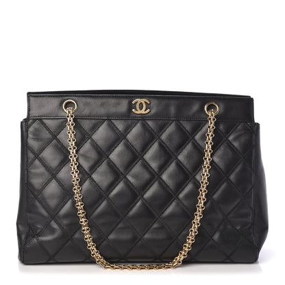 Chanel Lambskin Double Stitch Quilted Tote Black 1 of 10