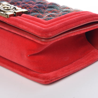 Chanel Velvet Plaid Tartan Small Boy Flap Red 14 of 14