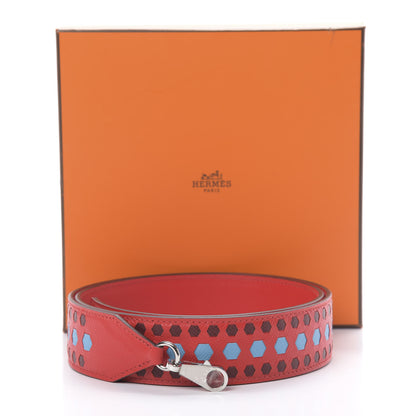 Hermes Epsom 40mm Mousqetons Tressage Shoulder Strap Rouge Coeur Bleu du Nord Rouge H 5 of 5
