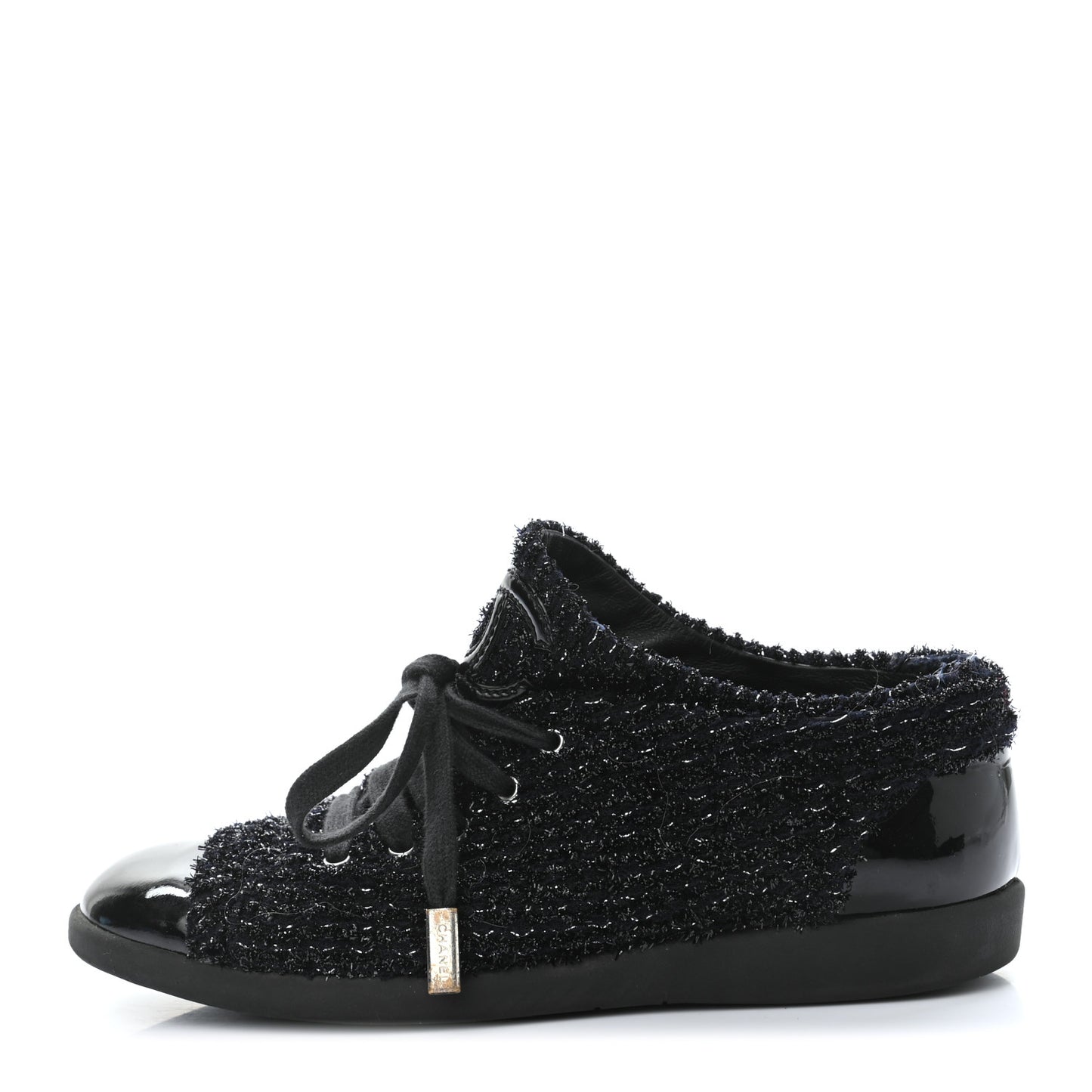 Tweed Patent Cap Toe CC Sneakers 36 Black