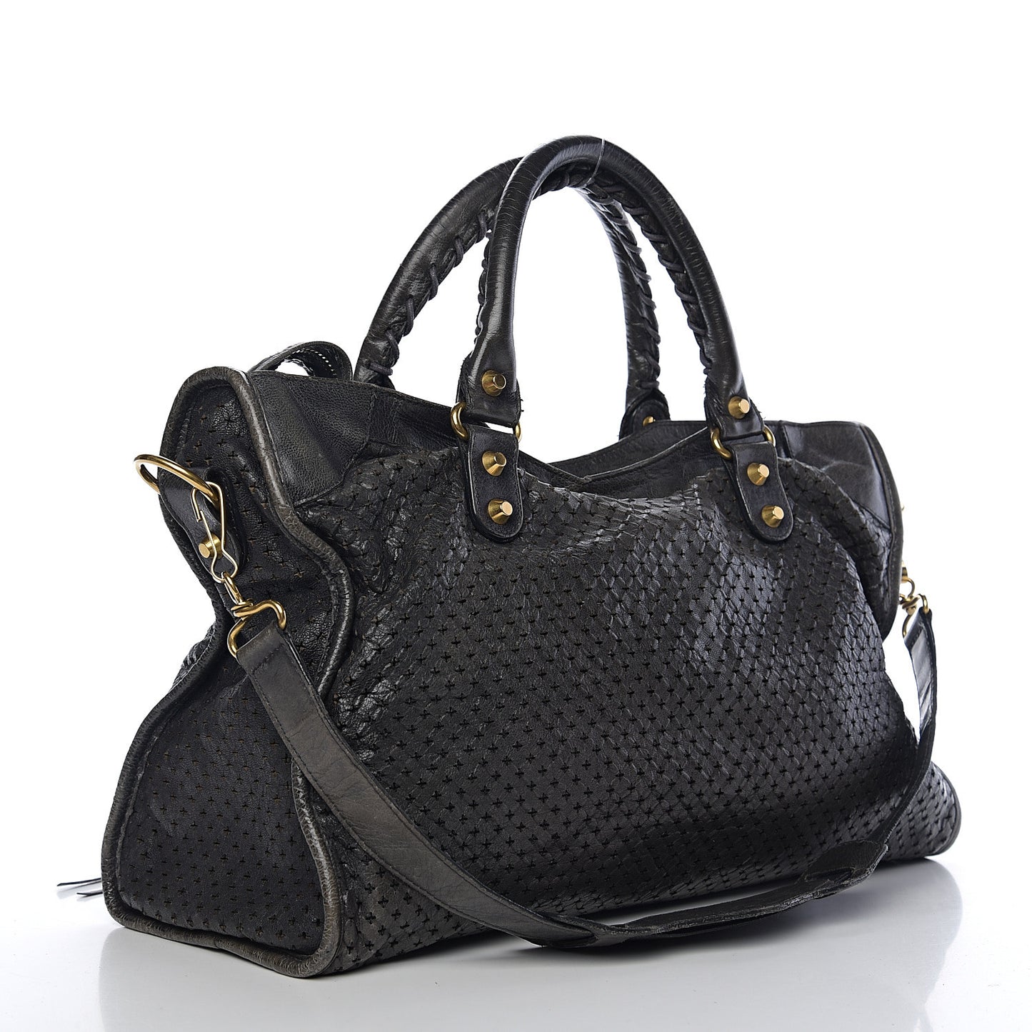 Agneau Laser Cut Cross Classic Gold Hardware City Grey