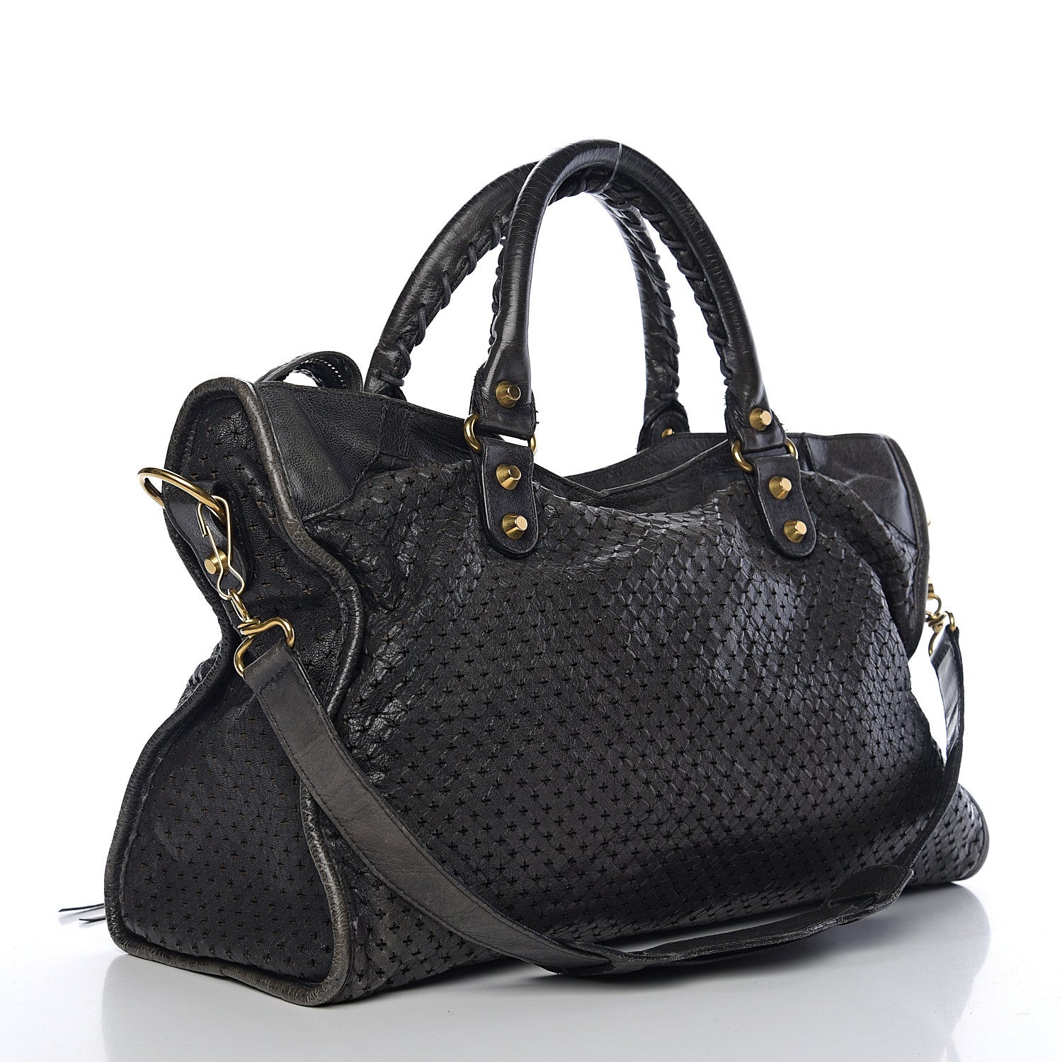 Balenciaga Agneau Laser Cut Cross Classic Gold Hardware City Grey 2 of 9