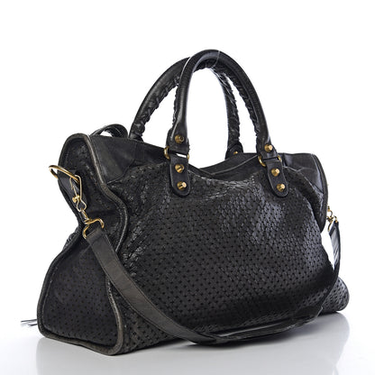 Balenciaga Agneau Laser Cut Cross Classic Gold Hardware City Grey 2 of 9