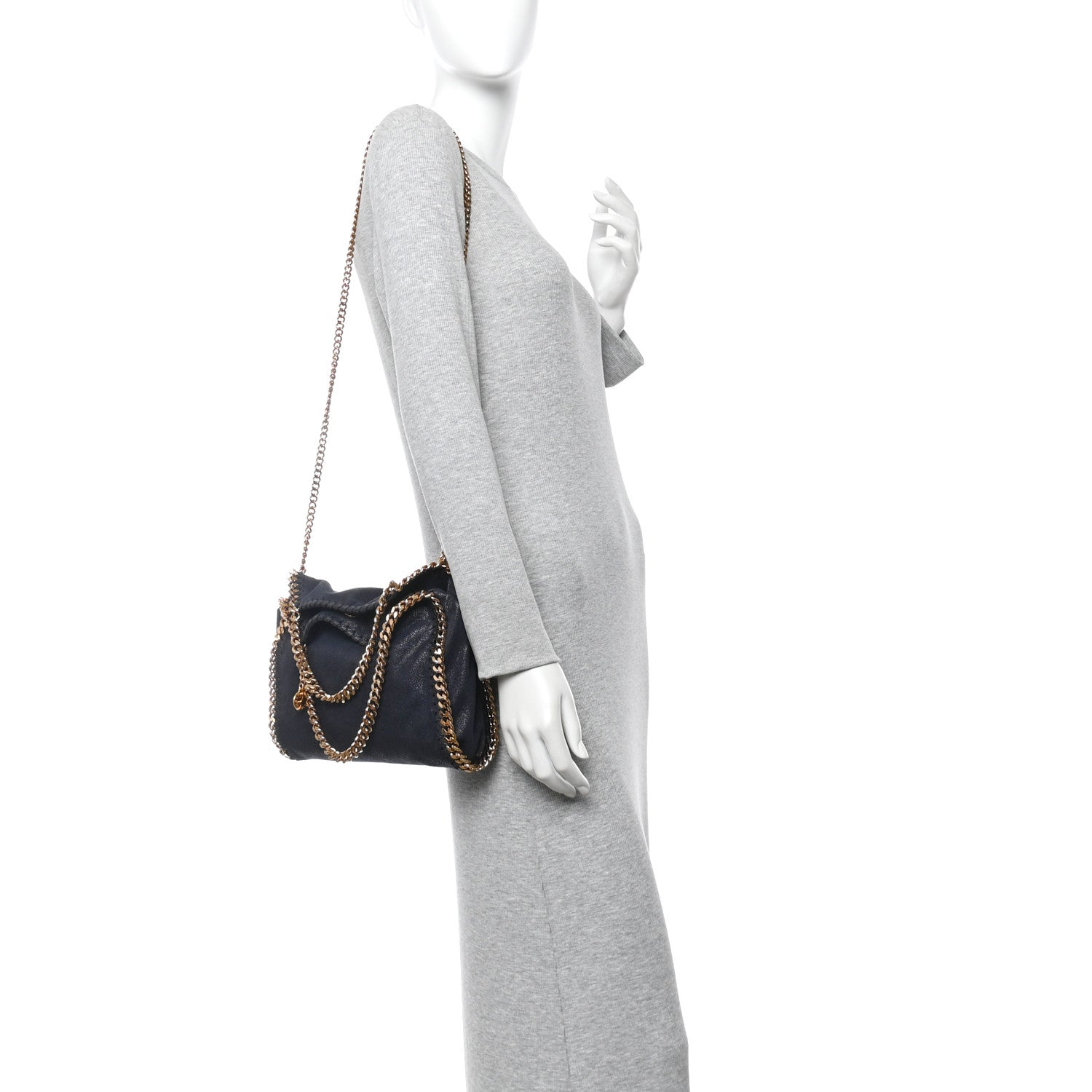 Stella McCartney Shaggy Deer Mini Falabella Fold Over Tote Navy 2 of 10