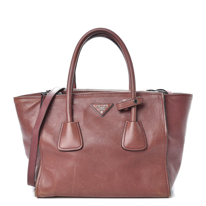 Prada Glace Calf Small Twin Pocket Tote Pink 1 of 23