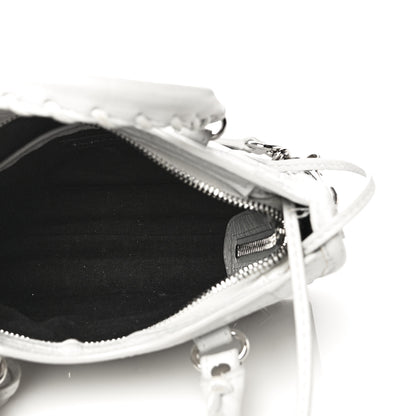 Balenciaga Matte Supple Lambskin Crocodile Embossed Classic Silver Hardware Nano City White 4 of 11