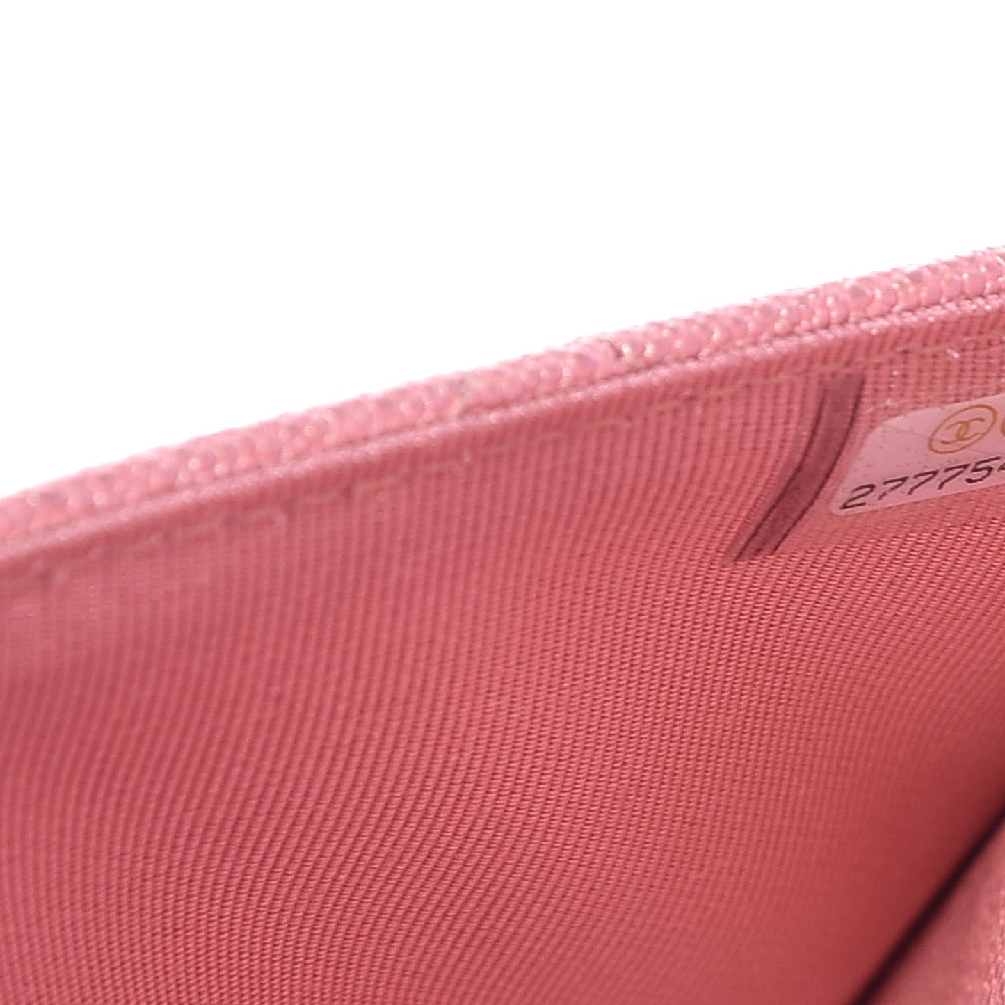 Iridescent Caviar Quilted Wallet on Chain WOC Rose Pink