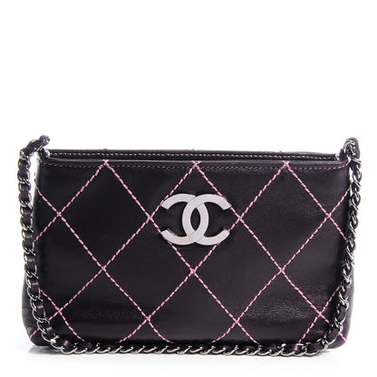 Chanel Lambskin Contrast Stitch Surpique Pochette Dark Purple 1 of 4