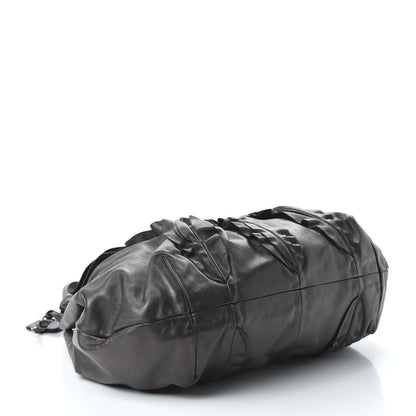 Prada Metallic Nappa Ruffle Hobo Black 4 of 10