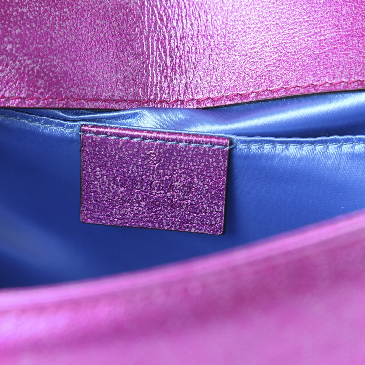 Metallic Calfskin Matelasse Mini GG Marmont Shoulder Bag Fuchsia
