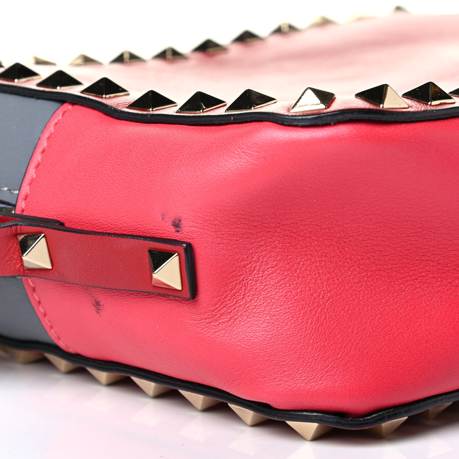 Valentino Garavani Vitello Colorblock Rockstud Camera Crossbody Bag Deep Rose Clover Grey Scarlet 5 of 6