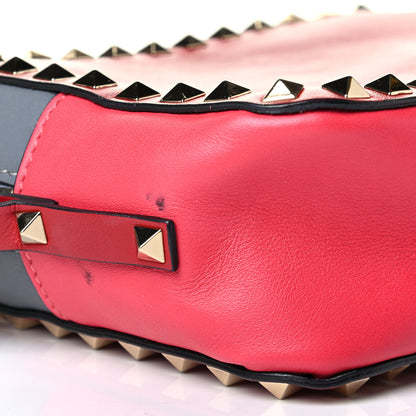 Valentino Garavani Vitello Colorblock Rockstud Camera Crossbody Bag Deep Rose Clover Grey Scarlet 5 of 6