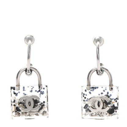 Chanel Plexiglass Pearl CC Earrings Grey 1 of 5