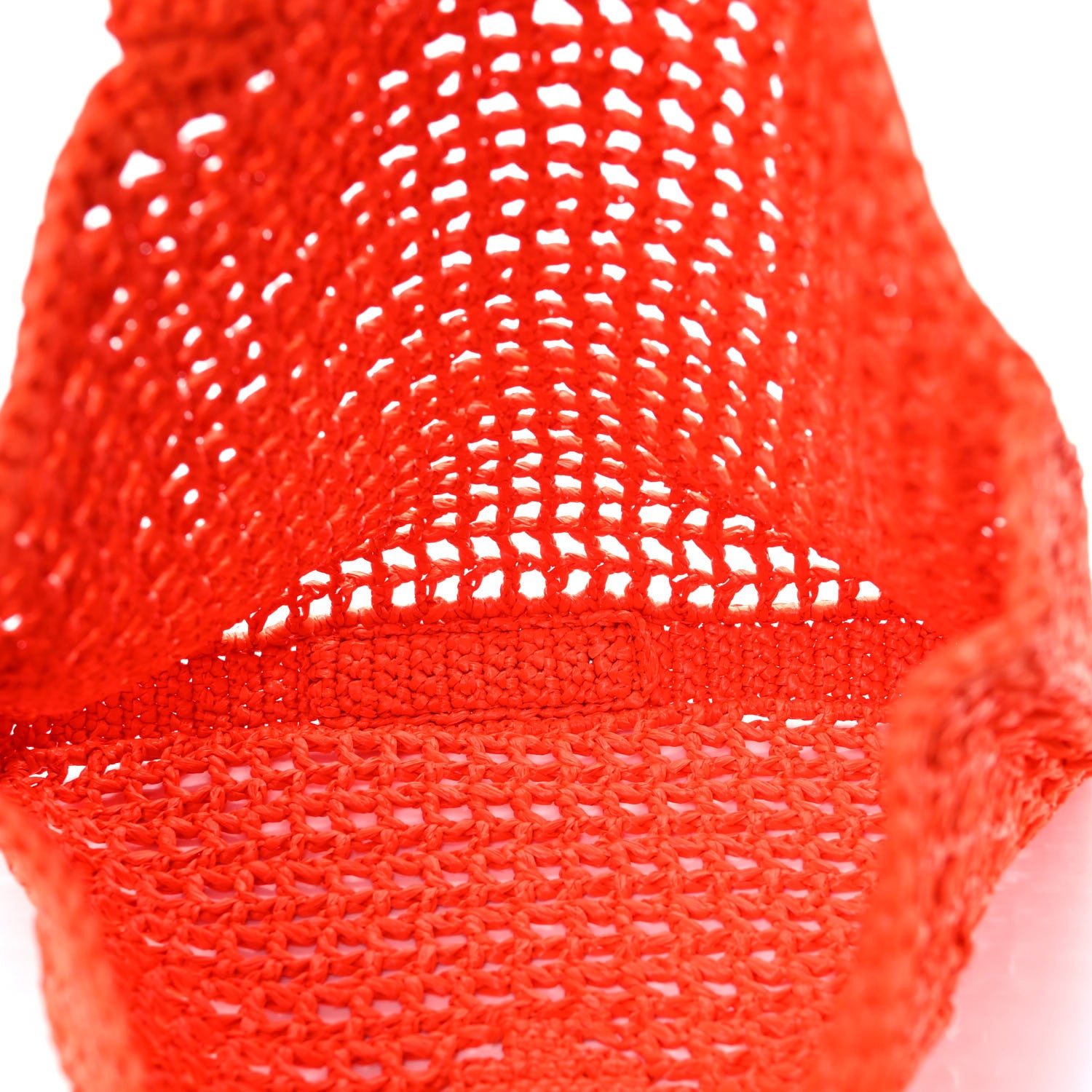 Prada Yarn Raffia Effect Crochet Logo Embroidered Tote Bag Arancio 5 of 9