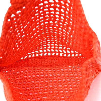 Prada Yarn Raffia Effect Crochet Logo Embroidered Tote Bag Arancio 5 of 9
