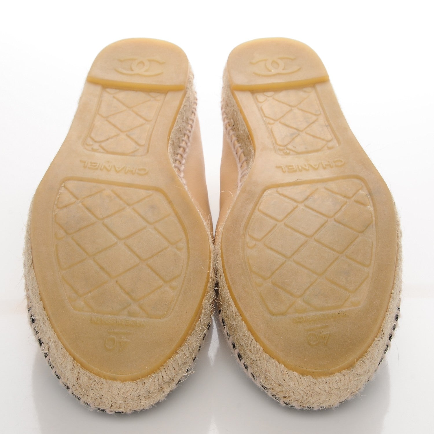 Chanel Lambskin CC Espadrilles 40 Beige Black 5 of 10