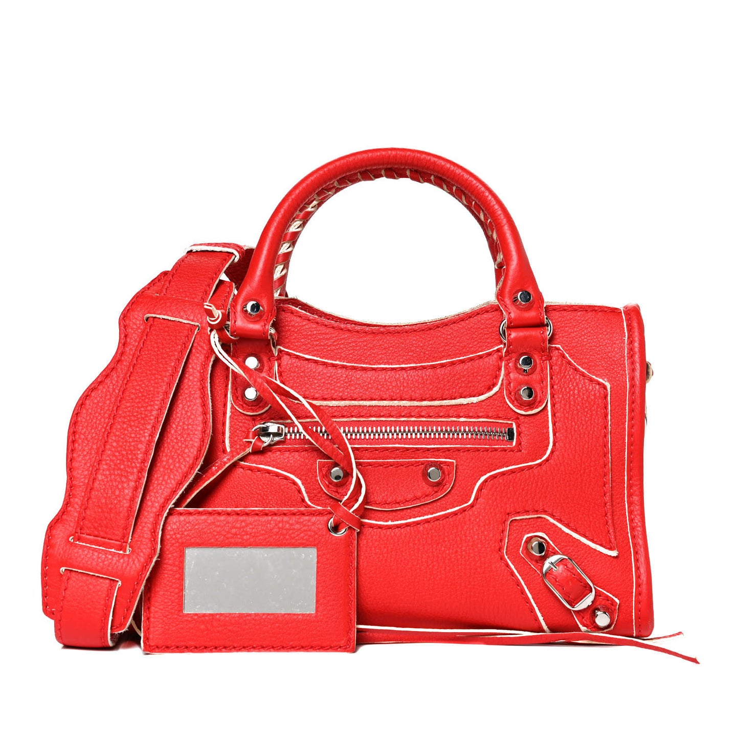 Supple Grained Calfskin Classic Silver Hardware Highlight Mini City Rouge Fraise