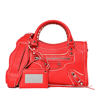 Balenciaga Supple Grained Calfskin Classic Silver Hardware Highlight Mini City Rouge Fraise 1 of 12