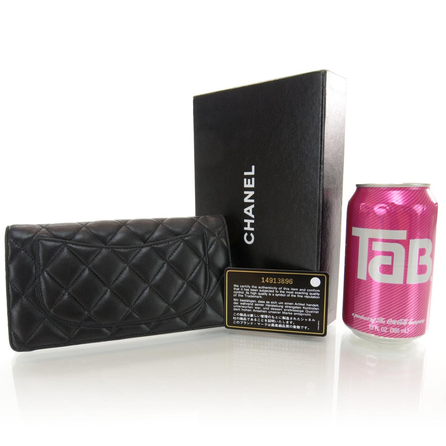 Lambskin Quilted Yen Wallet Black