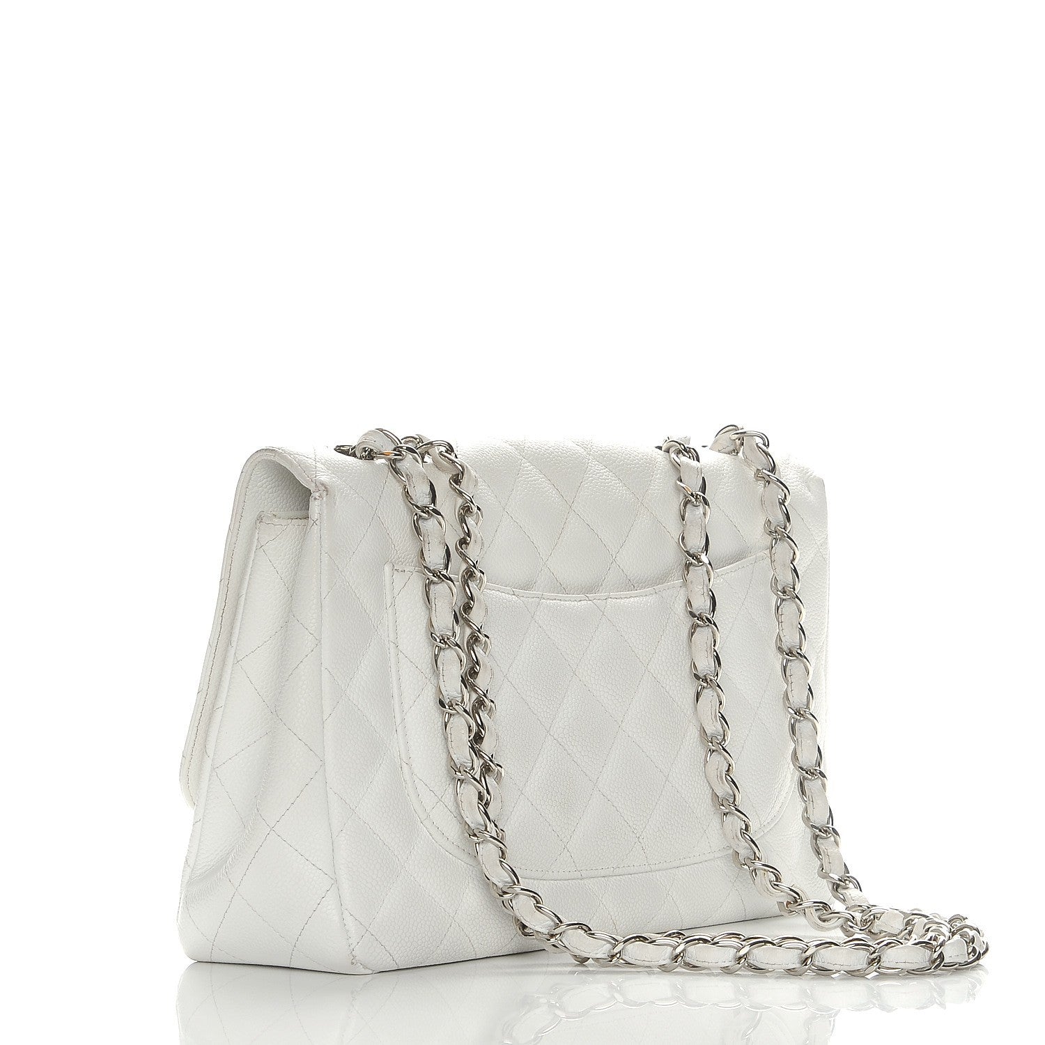 Chanel Caviar Quilted Jumbo Single Flap White 3 of 19