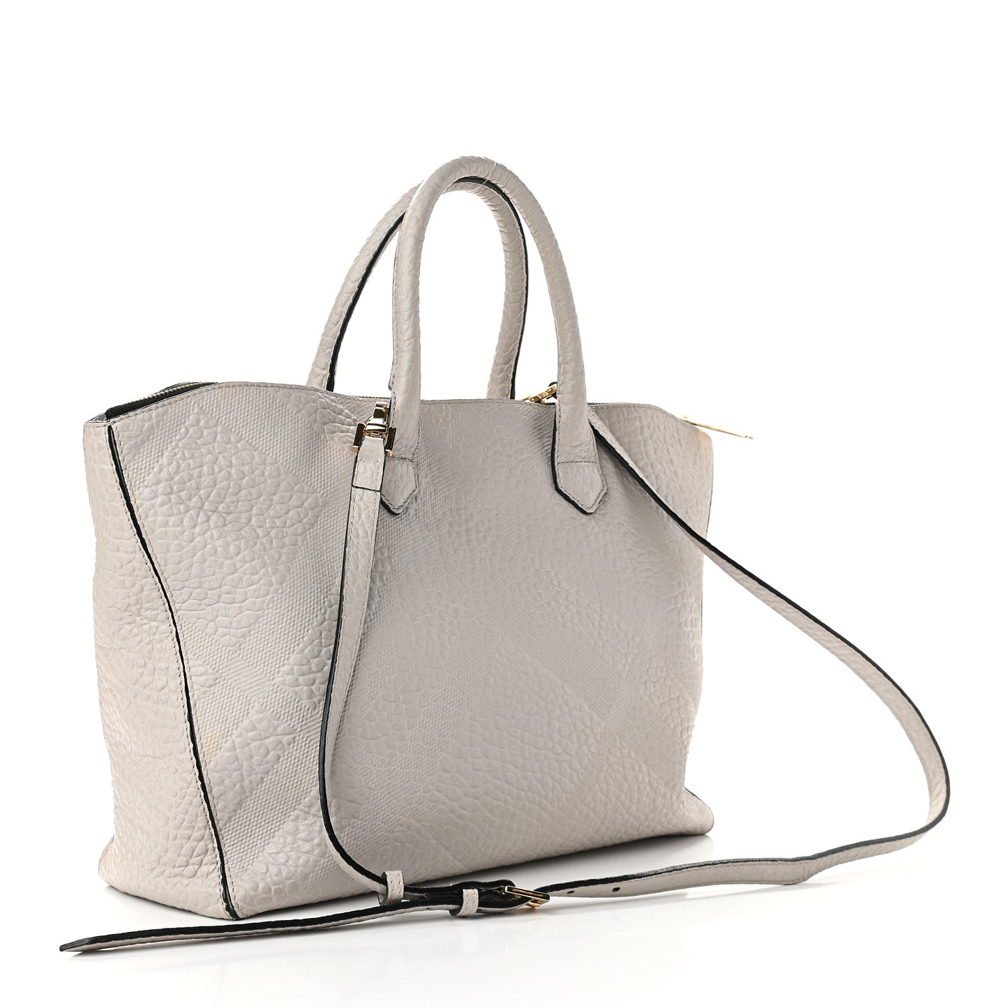 Heritage Grain Check Embossed Medium Dewsbury Tote Pale Grey
